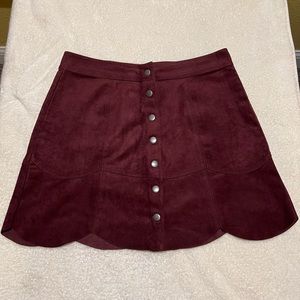 American Eagle Burgundy Velvet Skirt